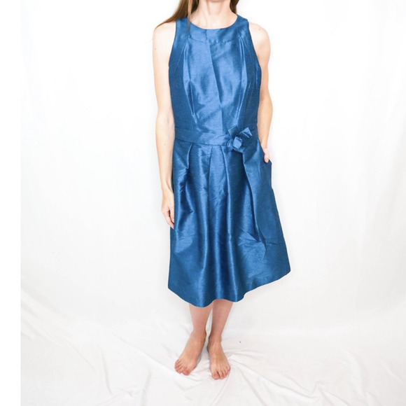 NWT Alfred Sung Women's Mosaic Dupioni Dress Size 10 Blue, Cocktail, Formal, - Picture 14 of 16